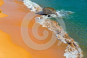 Golden sandy beach in the Algarve, Portugal