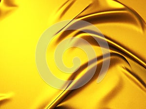 Golden satin silk cloth background with folds