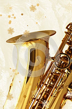 Golden Sax against Winter Background.