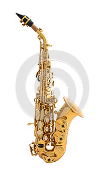 Golden Saxophone Isolated on White Background