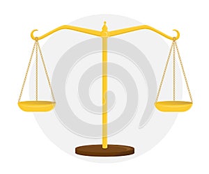 Golden scales of justice. Sign of the court