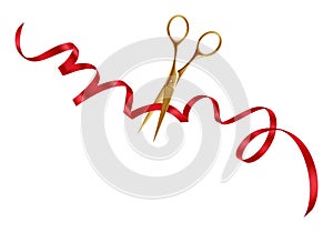 Golden Scissors Ceremony. Elegant Ribbon Cutting for Grand Opening Event