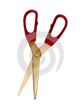 Golden scissors isolated