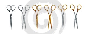 Golden Scissors Set. Shiny Metallic Shears for Elegant Ceremonies and Events