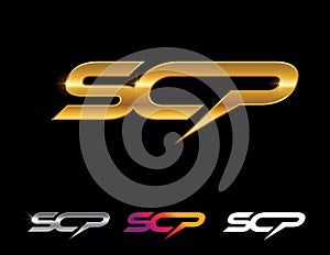 Golden SCP Monogram Logo Vector Sign
