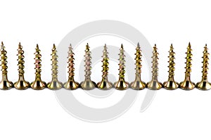 Golden screws isolated on white