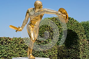 Golden sculpture of a Borghese gladiator, Hannover
