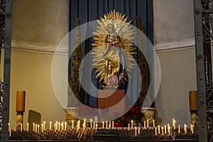 Golden sculpture of Mary, mother of Jesus Christ