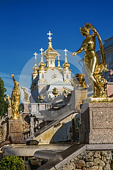 Golden sculpture in Peterhof, St. Petersburg