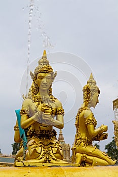 Golden sculptures in Wat Pha Nam Yoi Thailand