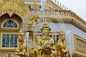 Golden sculptures in Wat Pha Nam Yoi Thailand