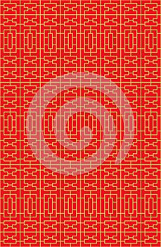 Golden seamless Chinese window tracery lattice square geometry line pattern.