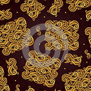 Golden seamless pattern in Victorian style.