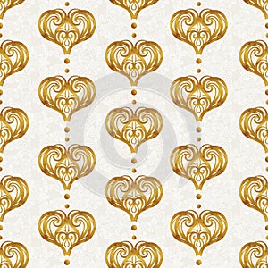 Golden seamless pattern in Victorian style.