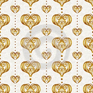 Golden seamless pattern in Victorian style.