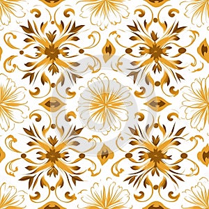 Golden  seamless pattern on white background