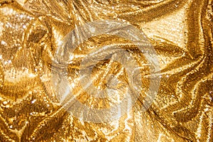 Golden sequins - sparkling sequined textile