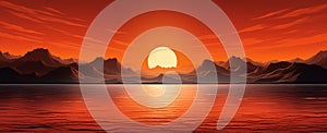 Golden Serenity: Majestic Mountain Sunrise Reflecting on Tranquil Waters - Generative AI