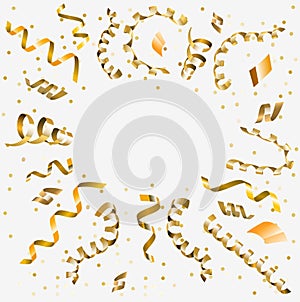 Golden serpentine in circle. Vector golden serpantine pieces isolated on white background.