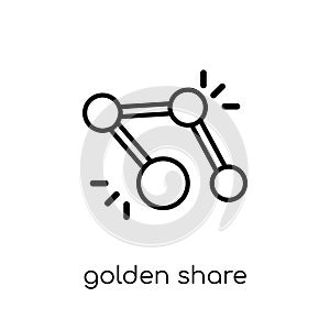 Golden share icon. Trendy modern flat linear vector Golden share