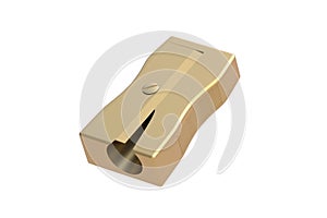 Golden sharpener isolated on white background.