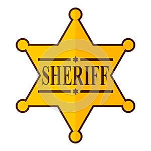 Golden Sheriff Star Badge Flat Icon on White photo