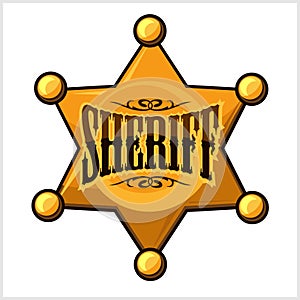 Golden sheriff star badge vector illustration