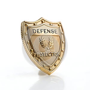 Golden shield defense protection isolated photo