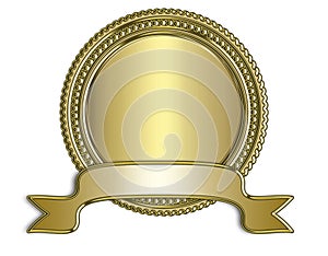 Golden shield with wings on a white background