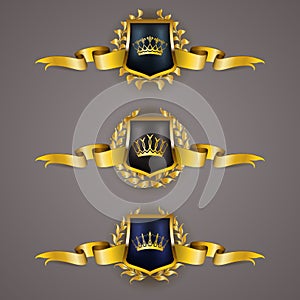 Golden shields with laurel wreath