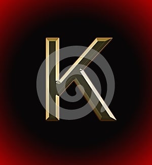Golden and shining Alphabet(letter) K and name of individual (boy or Girl)