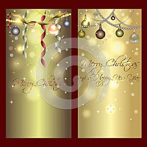 Golden shiny banners for christmas and new year
