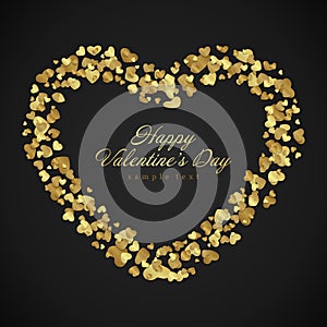 Golden shiny hearts confetti Valentine's day