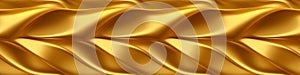 Golden shiny satin silk swirl wave liquid background banner panorama long, seamless pattern - Abstract gold, AI