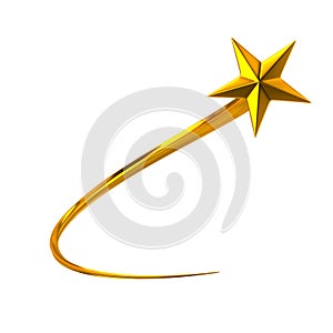 Golden Shooting Star 3d Illustration