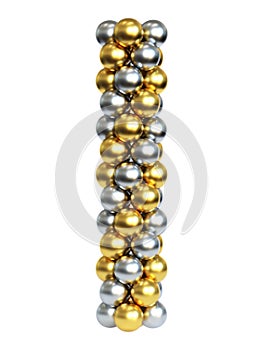 Golden and silver balloons collumn, balloon pillar, portal, 3d rendering