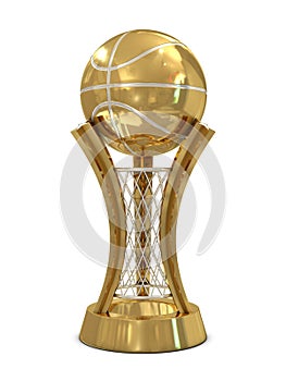 Golden - silver basketball award trophy with ball