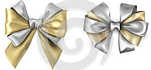 Bicolour satin bows isolated on white.