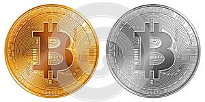 Golden and Silver Bitcoin Coins