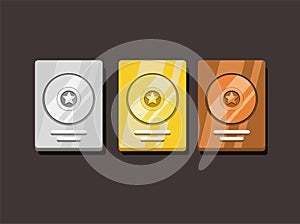 Golden, Silver and Bronze Disc Award for artis or content creator collection set illustration vector