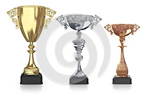 Golden,silver and bronze trophies