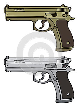 Golden and silver luxus handguns