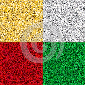 Golden, Silver, Ryby and Emerald Shiny Glossy Texture. Background Repeat Structure. Seamless Pattern Vector Illustration