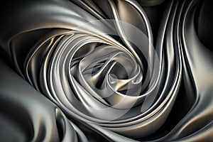 Golden silver satin fabric background on wavy texture, Generative AI