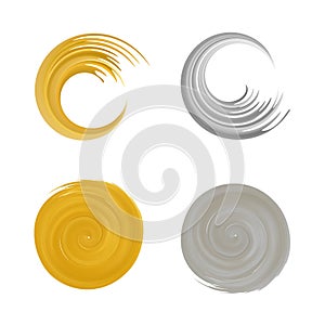 Golden and silver swirl logo set .