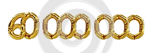 Golden sixt ymillions number balloons isolated on white background. sixt ymillions followers celebration