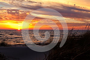 Golden Sky Sunset on Lake Michigan - Michigan USA