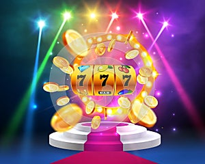 Golden slot machine wins the jackpot