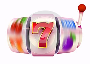 Golden slot machine wins the jackpot. 777 Big win concept. Casino jackpot.