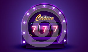 Golden slot machine wins the jackpot. 777 Big win concept. Casino jackpot.